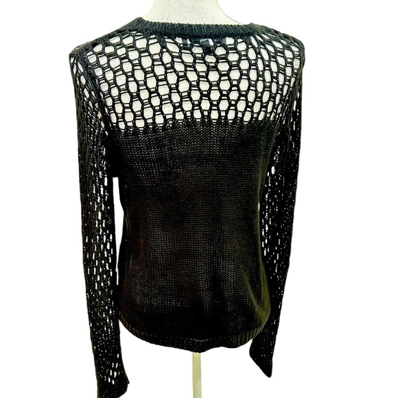NWT eloquii black open weave long sleeve knit sweater size 14/16 - Picture 3 of 9